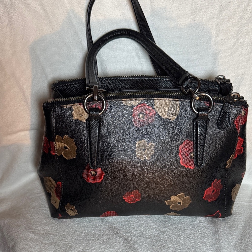 Coach Black and Red Floral Satchel - Picture 2 of 8